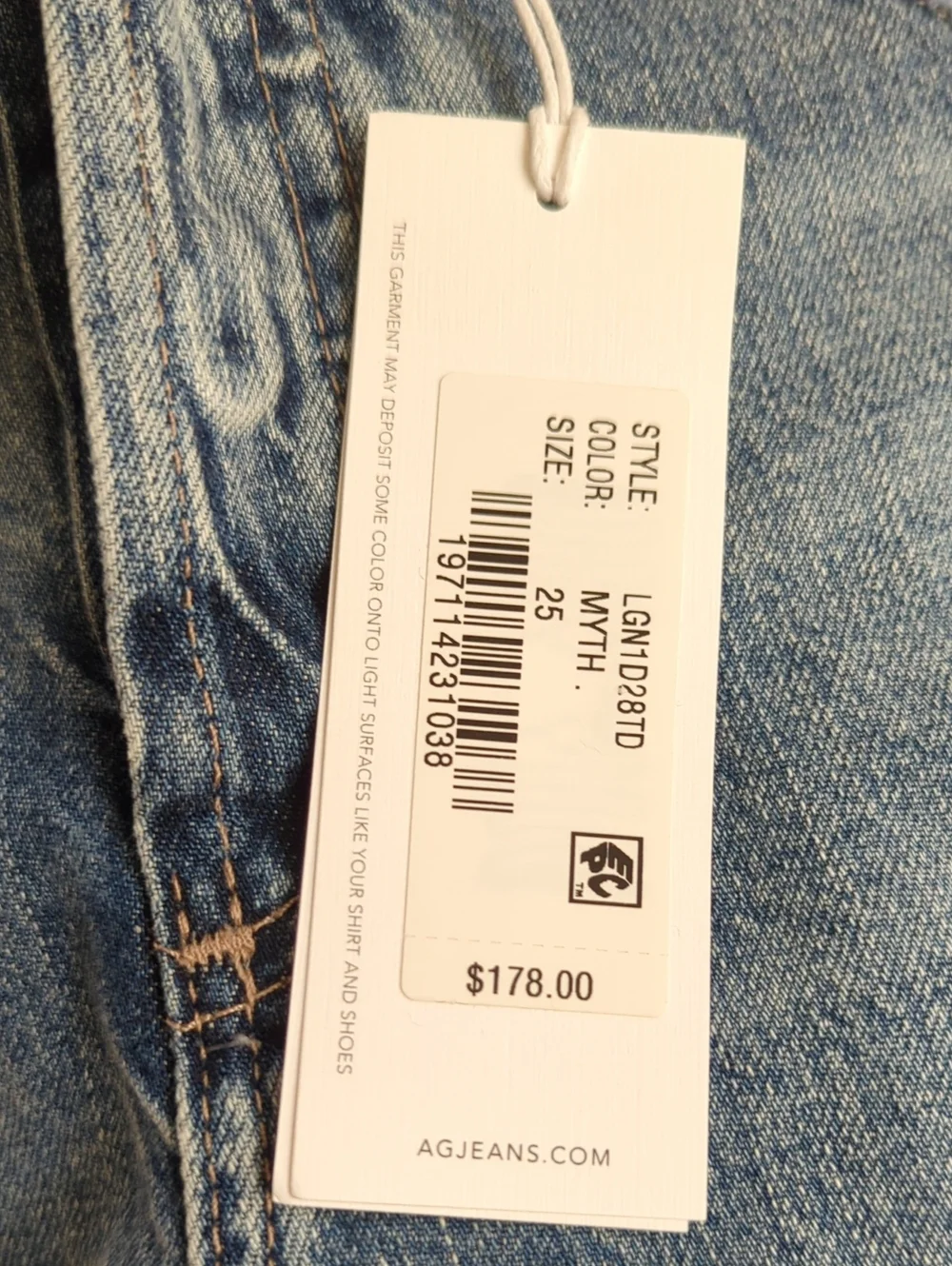 AG Jeans Myth Clove High-Rise Baggy Fit Button Fly Cut Off Shorts Size 25